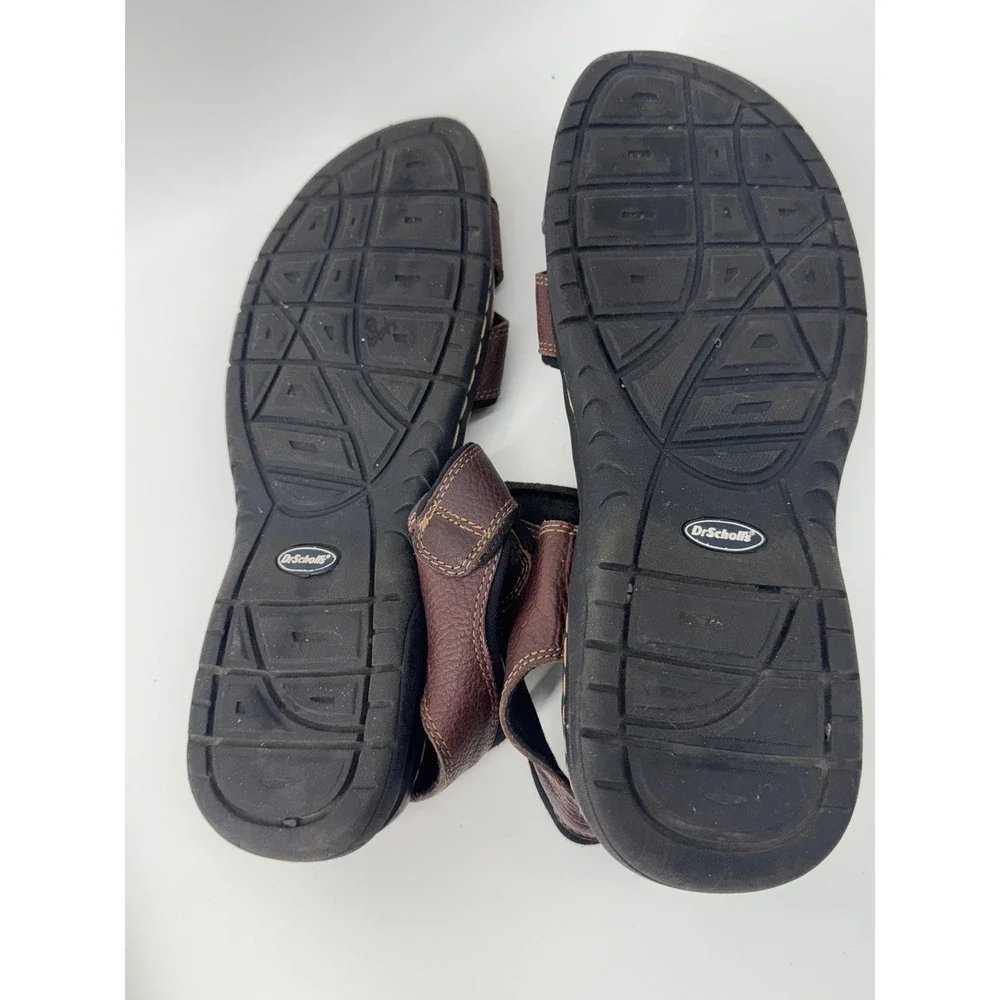 Dr Scholls Leather Sandals Mens 12 Brown Comfort Walking Strappy Shoes